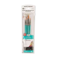 Royal & Langnickel - 4pc Gold Taklon All Media Round Variety Paint Brush Set, 4pc Gold Taklon All Media Brush Set