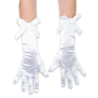 Girls' White Long Gloves