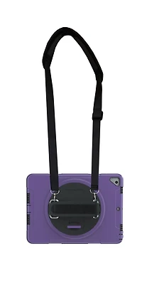 CTA Digital Protective Case with Built-in 360-degree Rotatable Grip Kickstand for iPad 7th and 8th Gen 10.2-in, iPad Air 3 and iPad Pro 10.5-in - Purple