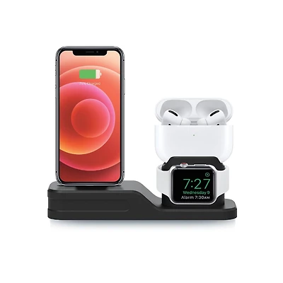 Merkury Innovations Station de charge de bureau en silicone 3-en-1, Station de charge 3-en-1