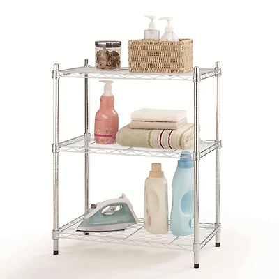Hyper Tough 3 Tier Wire Shelving, Chrome Color, 250lbs Loading Capacity for Each Shelf, Product size: 23.2 in. W x 13.4 in. D x 30.6 in. H