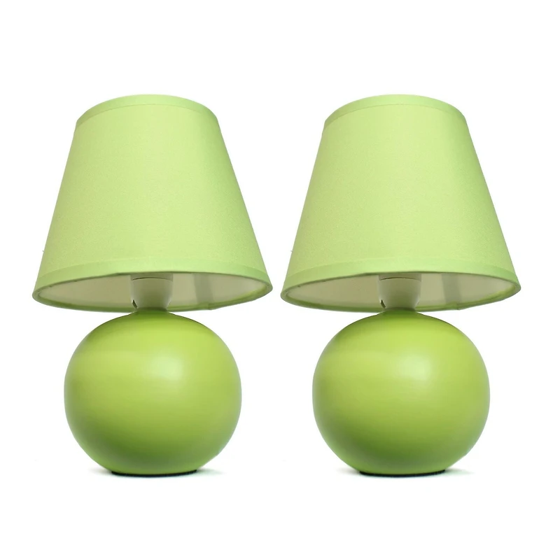 Simple Designs  Mini Ceramic Globe Table Lamp 2 Pack Set