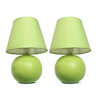 Simple Designs  Mini Ceramic Globe Table Lamp 2 Pack Set