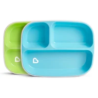 Munchkin Splash 4 Piece Toddler Divided Plate and Bowl Dining Set, Blue/Green