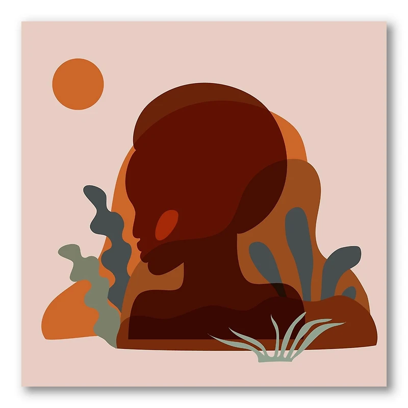 Designart Minimal Silhouette Of Afro American Woman Canvas Wall Art