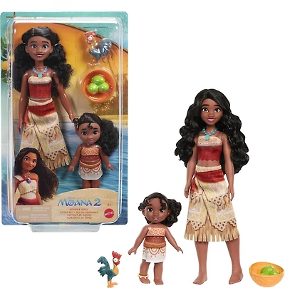 Jouets ​Moana 2 de Disney de Mattel, coffret Sœurs Moana et Simea comprenant 2 poupées, inspiré du film Âges 3+