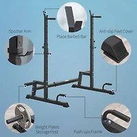 Soozier Multi-Function Barbell Squat Rack Adjustable Weight Lifting Bench Press
