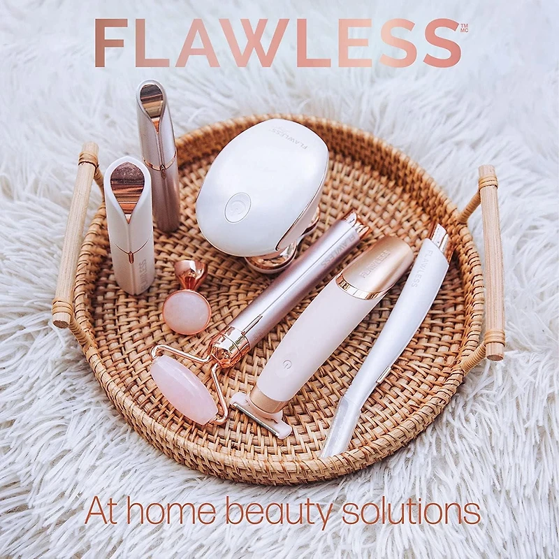 Finishing Touch Flawless Contour Vibrating Rose Quartz Facial Roller & Massager, 1 Unit, 2 changeable attachments