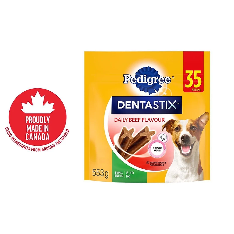 Gâteries de soins buccodentaires PEDIGREE DENTASTIX saveur de bœuf pour chiens adultes de petite race – réduisent l’accumulation de plaque et de tartre, 35 bâtonnets 35 Gâteries