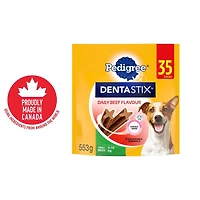 Gâteries de soins buccodentaires PEDIGREE DENTASTIX saveur de bœuf pour chiens adultes de petite race – réduisent l’accumulation de plaque et de tartre, 35 bâtonnets 35 Gâteries