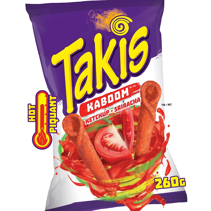 Croustilles de tortilla TakisMD KaboomMC à saveur de ketchup-sriracha 260g