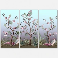 Designart Chinoiserie With Birds and Peonies II Canvas Wall Art