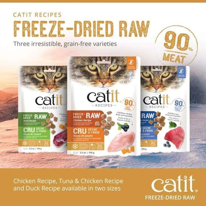 Catit Recipes Freeze Dried Raw Dry Cat Food Topper, Tuna and Chicken 100g