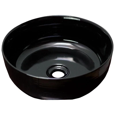American Imaginations 14.09-in. W Above Counter Black Bathroom Vessel Sink For Deck Mount Deck Mount Drilling AI