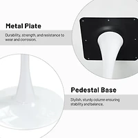 Bureau rond Homy Casa de 80 cm avec piètement en métal pour bureau ou maison