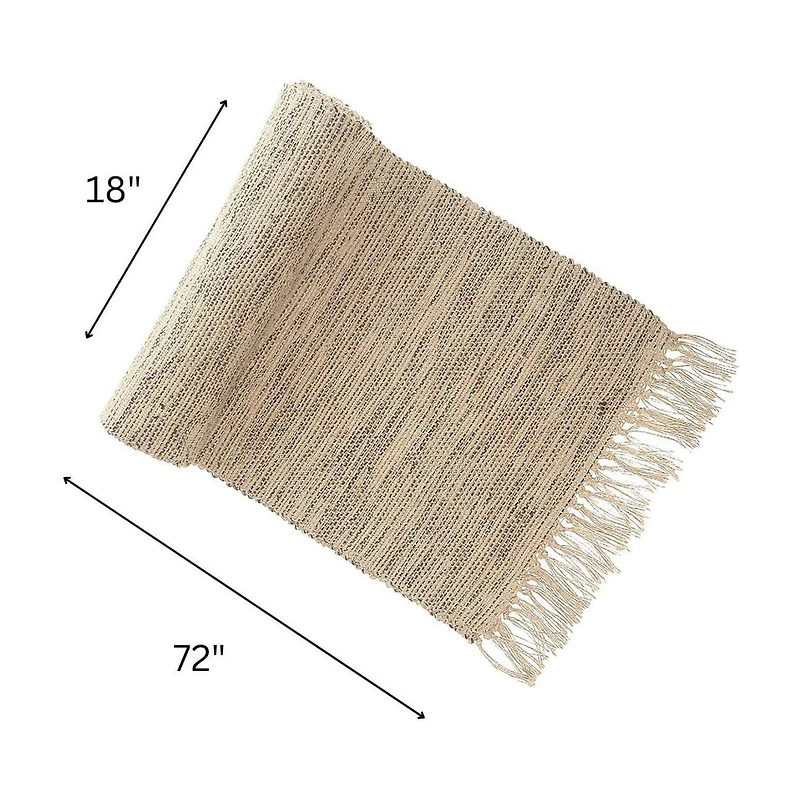 Handloom Table Runner Black Natural 18 X 72 - Set of 2