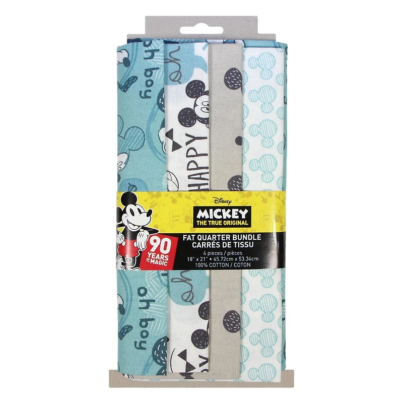Fabric Creations Disney Mickey Mouse 4 Piece Cotton Fat Quarter Bundle