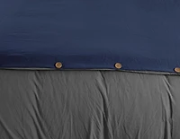 Reversible Natural Crinkle Fabric Ultra Soft Solid Duvet Cover Set - Beautiful Button Closure