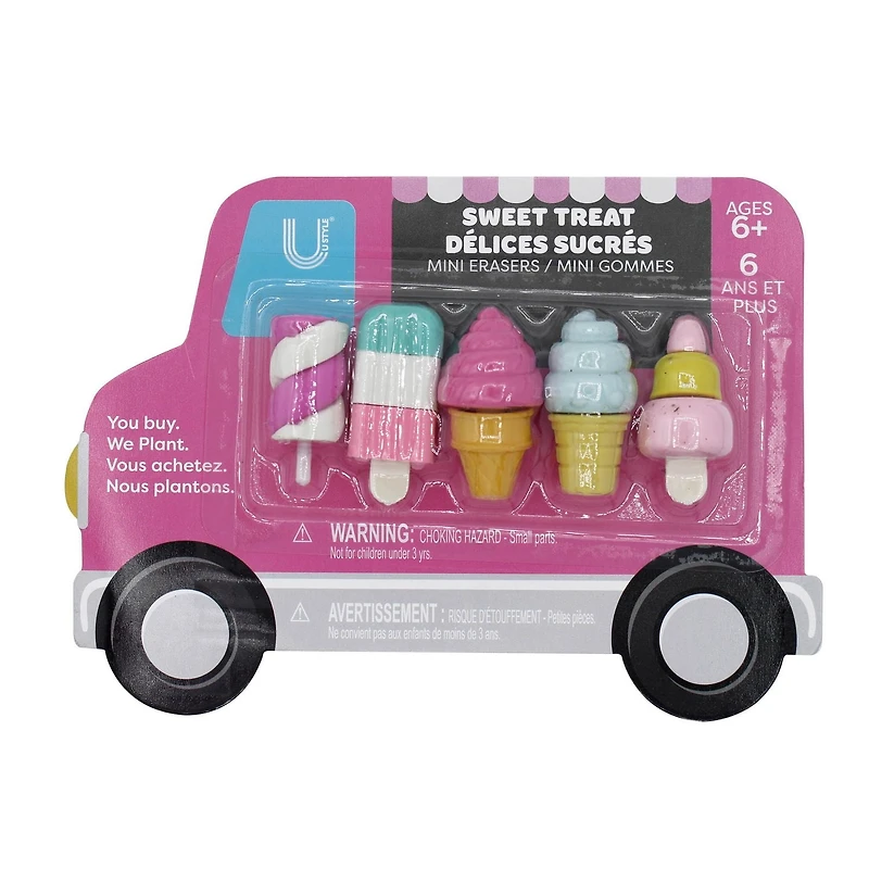 U Style Mini Erasers, 5 Pack, Sweet Treat