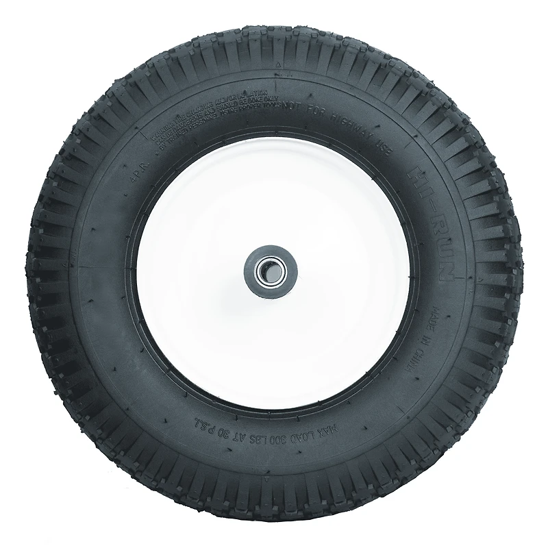 Wheelbarrow Tire Assembly, 4.10/3.50-4, 4PR Stud Tire and Wheel