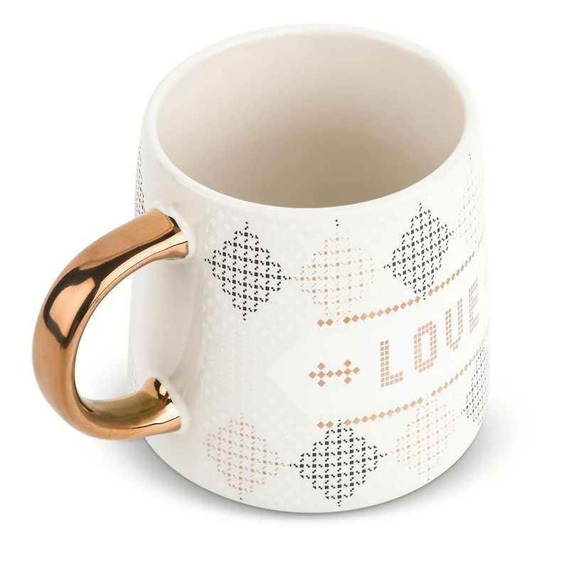Thyme & Table Stoneware 20 fl oz Love Coffee Mug, White, Mugs