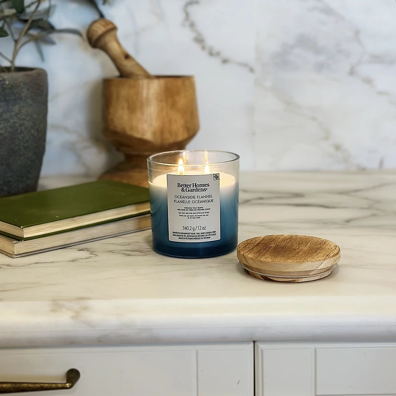 Better Homes & Gardens Scented 2-wick 12 oz. Parrafin Wax Ombre Jar Candle, Oceanside Flannel, Parrafin Wax Blend