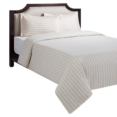 HOMETRENDS 3-Piece Pink Stripe Duvet Cover Set, Double/Queen, 100% Cotton