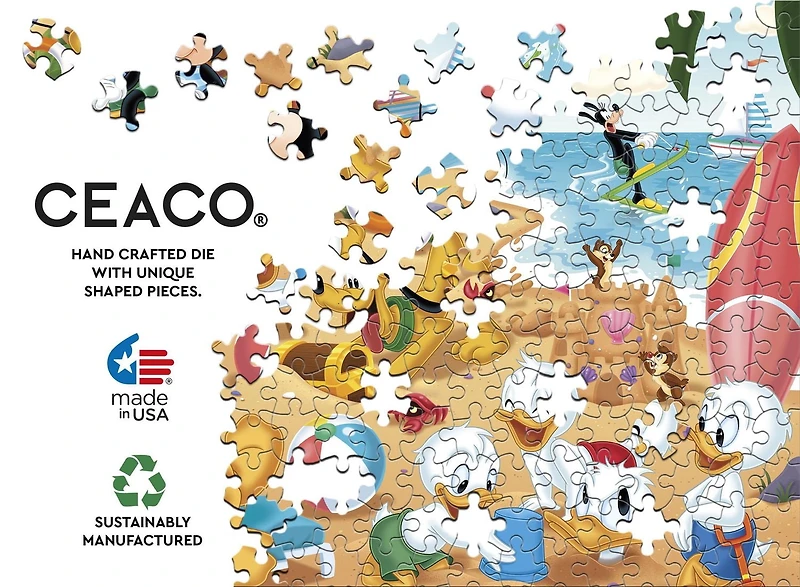 Ceaco - Disney - Mickey & Minnie à la plage - Puzzle surdimensionné de 300 pièces