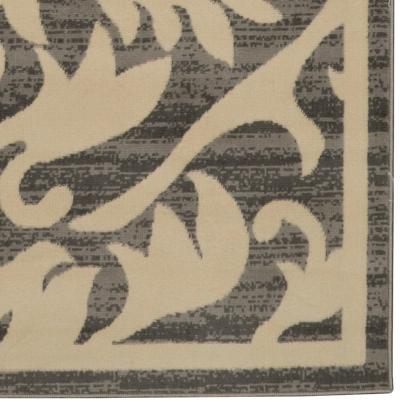 Capri Damask Grey & Bone 4' 3" x 7' 3" Area Rug