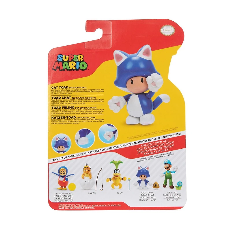 Figurine Super Mario de 4 pouces – Toad Chat avec super clochette