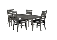 Topline Home Furnishings Ensemble de salle à manger 5 pièces en bois gris