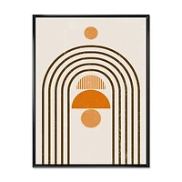 Designart Abstract Rainbow Sun and Moon In Earth Tones IV FLOAT FRAME WALL ART