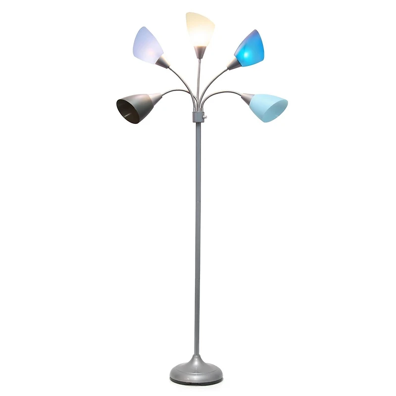Simple Designs Lampadaire à col de cygne réglable à 5 lumières