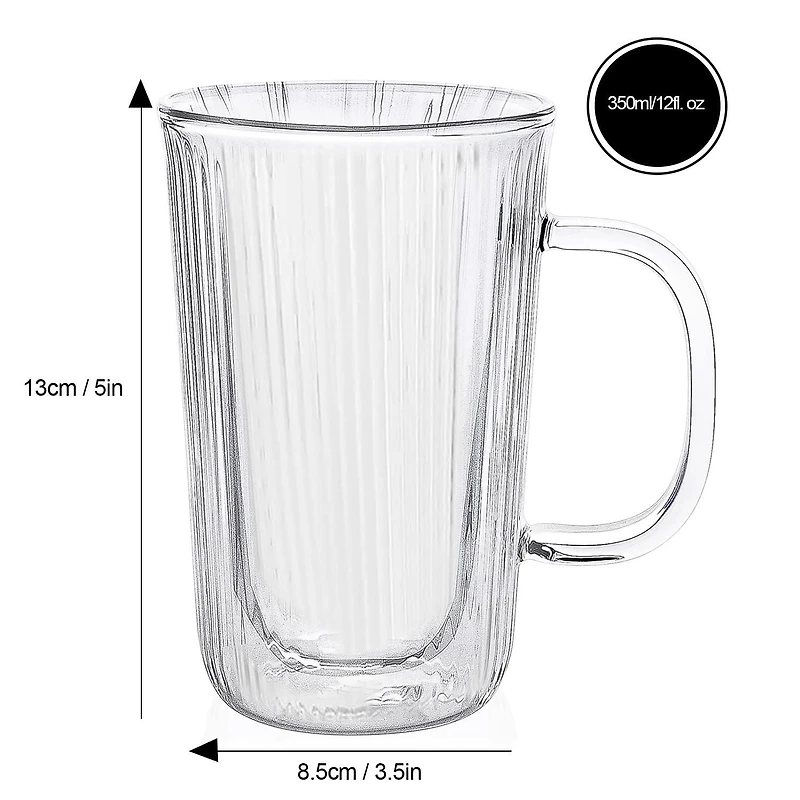 Double Wall Stripe Mug 350ml, Set of 2