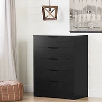 Commode 5 tiroirs pour Adulte, fini Chêne noir, collection Holland de Meubles South Shore