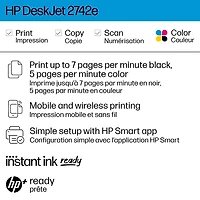 HP DeskJet 2742e All-in-One Printer with Bonus 6 Months Instant Ink, Keep it simple