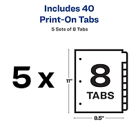 Print-On Dividers, 8 Tab, 5 Sets