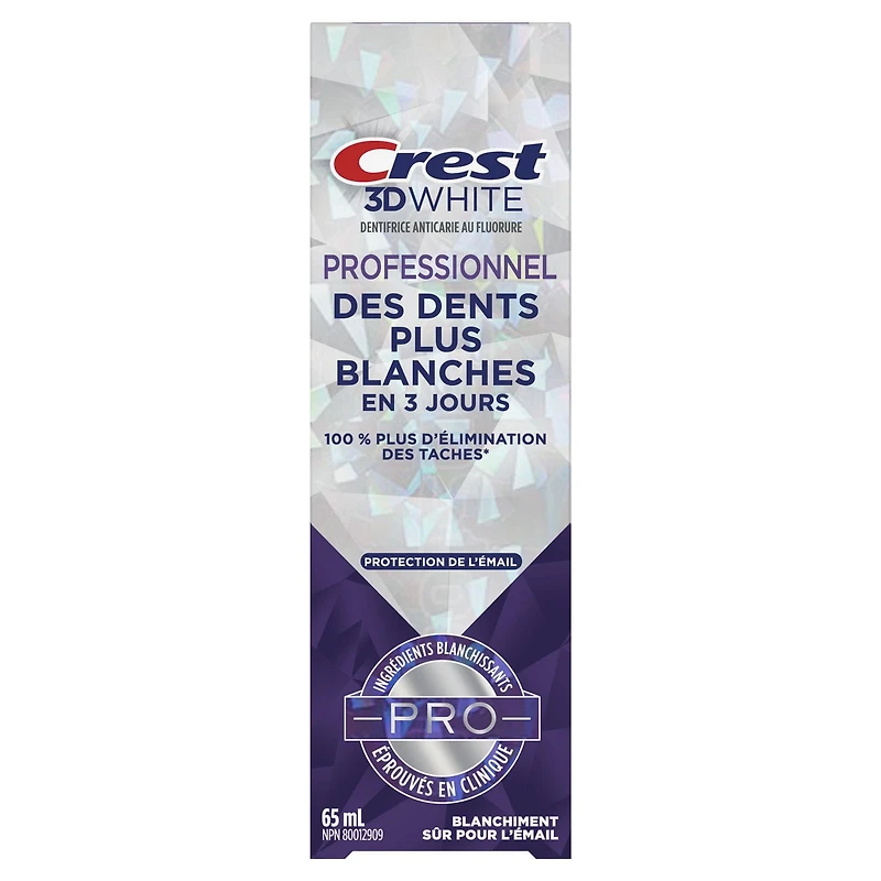 Dentifrice Crest 3D White Professionnel Protection de l’émail 65 mL
