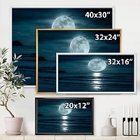 Designart Super Moon Over The Sea I FLOAT FRAME WALL ART