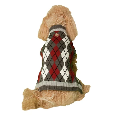 Holiday Time Rhubarb Argyle Dog Sweater