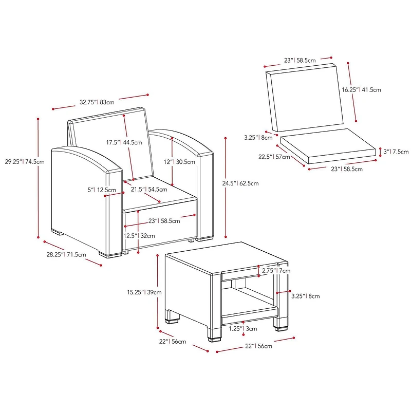 CorLiving Adelaide 4pc Rust Proof Resin Wicker Chair and Ottoman Patio Set
