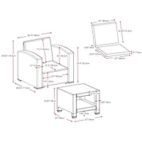 CorLiving Adelaide 4pc Rust Proof Resin Wicker Chair and Ottoman Patio Set