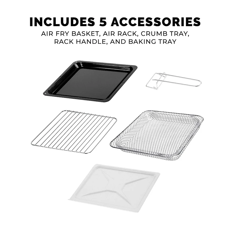 Kalorik MAXX® Friteuse à Air à Porte Unique de 26 Qt avec 21 préréglages, température de saisie de 500F et 5 accessoires (AFK26SD5SS43) Friteuse à Air à Porte Unique avec 5 Accessoires