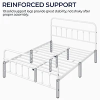 Fullfurnique Metal Platform Bed with High Headboard and Footboard for Adults, Twin, White