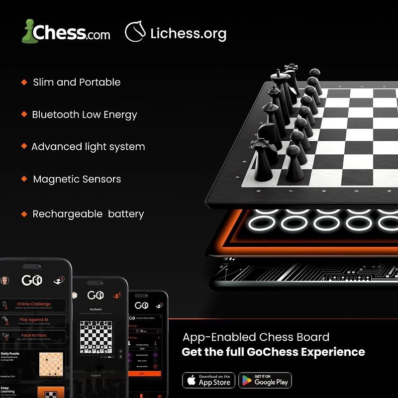 GoChess Mini Pp-Enabled Chessboard with AI-Based Light Indicators
