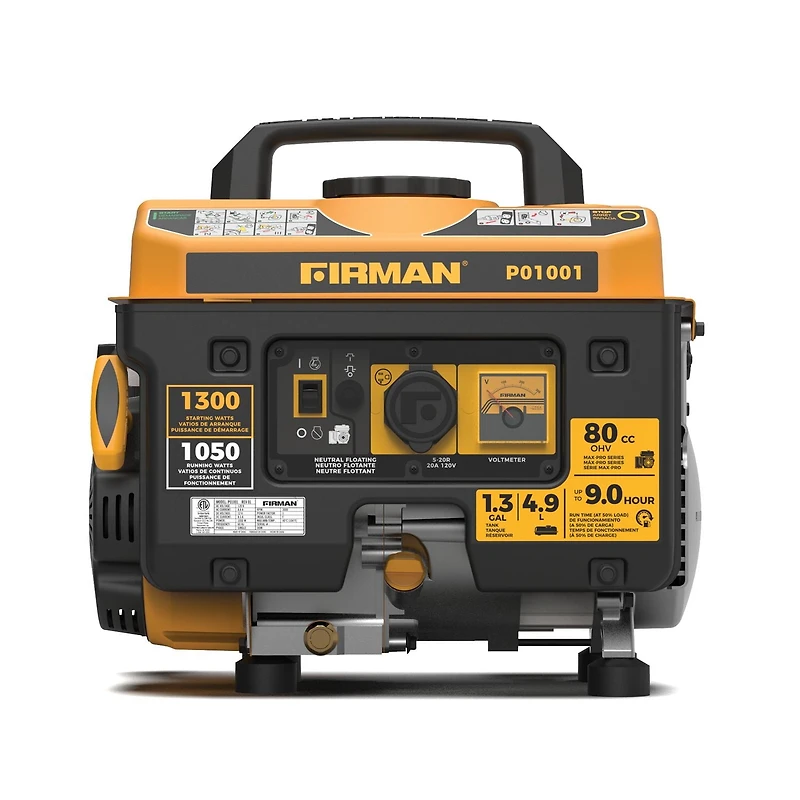 Firman Power Equipment P01001 Gas Powered 1300/1050 Watt Portable Generator