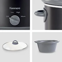Kenmore Cuisinière à Feu Doux 5 qt (4,7L), Facile à Utiliser avec Commande à Molette, Noire