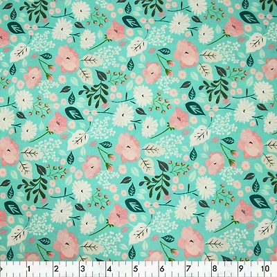 Fabric Creations Turq Candy Flora Cotton by Fabric by the Metre 107 cm (42")