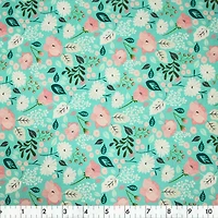 Fabric Creations Turq Candy Flora Cotton by Fabric by the Metre 107 cm (42")