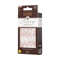KISS Classy Nails Premium - Fake Nails - Stunning! - Square - Long - 30 count, KISS Classy Nails Premium